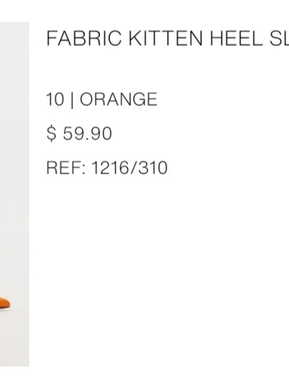 Zara Orange Satin Slingback Kitten Heels Dize 41/US 10 - Picture 6 of 6